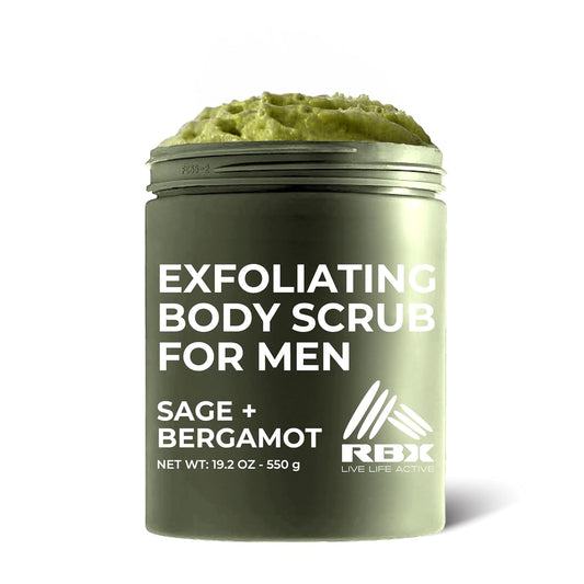 RBX Exfoliating Body Scrub For Men with Shea Butter Vitamin A and C, Moisturizing Hydrating Body Scrub for Healthy Skin