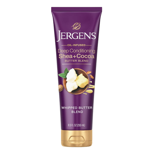 Jergens Shea and Cocoa Whipped Body Butter Lotion, Tone Enriching Hand And Body Lotion for Dry Skin, with Vitamins B3 & E, 8.5 Oz