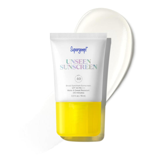 Supergoop! Unseen Clear Face Sunscreen - SPF 40 - Invisible + Broad Spectrum + Makeup-Gripping Primer - Weightless, Scentless, Oil Free - For All Skin Types & Tones - 0.5 fl oz