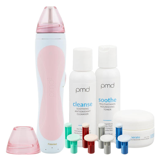 PMD Beauty Personal Microderm Pro - at-Home Use, Facial Exfoliator Tool, Microdermabrasion Machine Kit for Face and Body Skincare, Blush + Starter Kit
