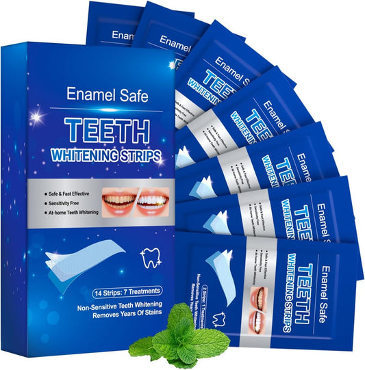 Teeth Whitening Strips Professional Effects Plus, Tooth Whitening Strips Safe Formulas Stain Removal, Deep Cleanse 7 Treatments, Suitable for Sensitive Teeth, Coffee, Smoke Stains