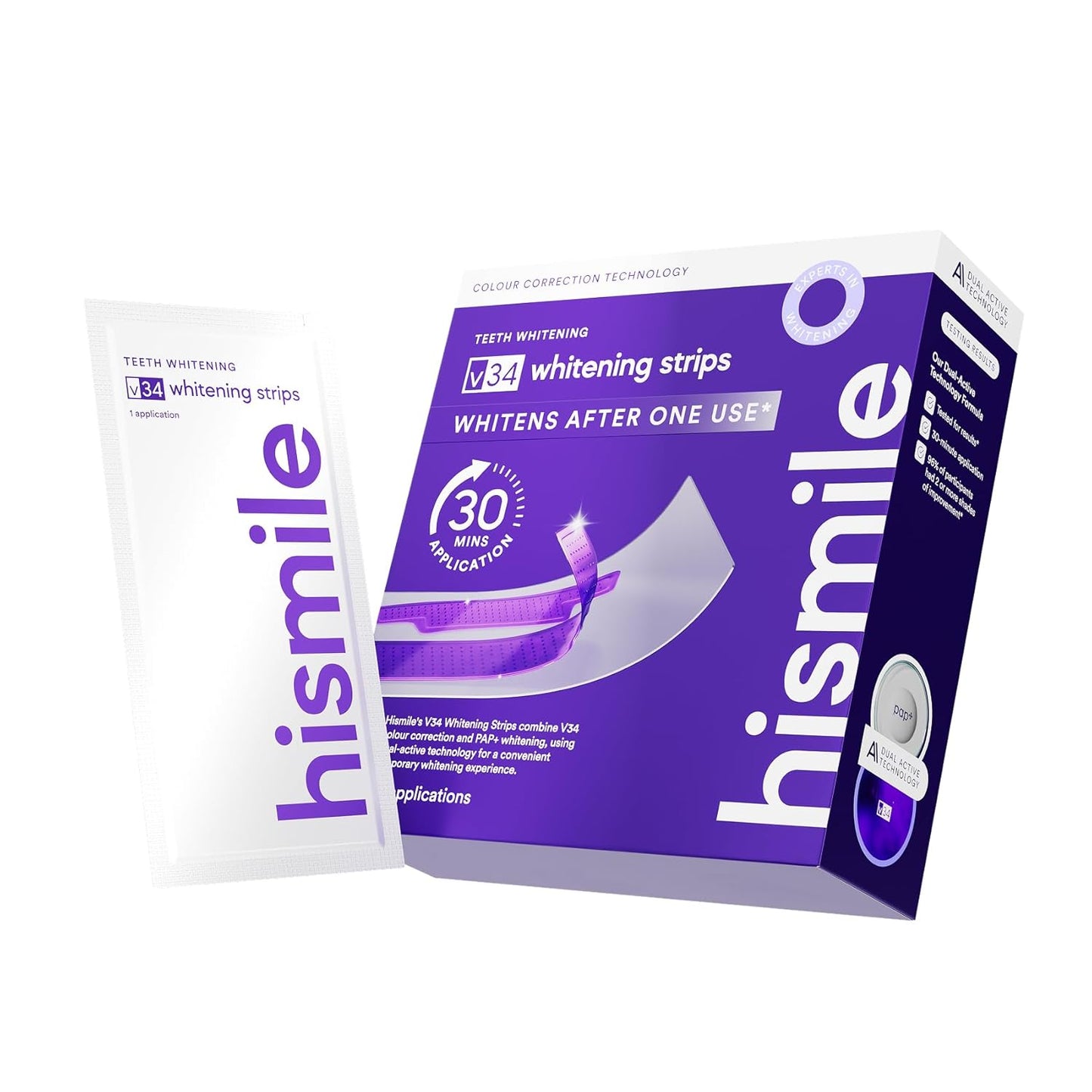 Hismile V34 Whitening Strips, Teeth Whitening Strips, Purple Tooth Whitening, Purple V34 Whitening Strips, Tooth Stain Treatment, Combining Whitening and Colour Correction