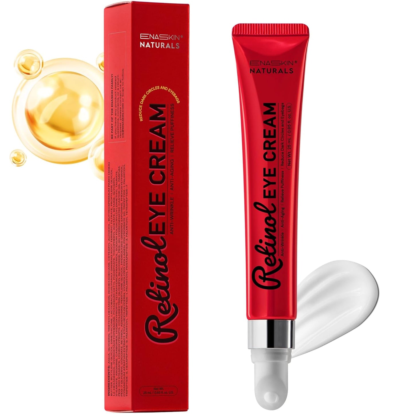 Retinol Eye Cream Anti Aging: Instant Eye Tightener & Wrinkle Repair Moisturizer - Under Eye Bags Treatment for Women - Peptide Eye Serum Reduce Dark Circles & Puffiness, 0.85 fl.oz