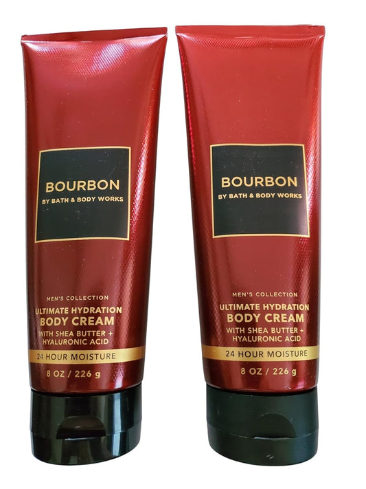 Bath & Body Works Men's Bourbon Ultimate Hydration Body Cream 8 Ounces Pack of 2