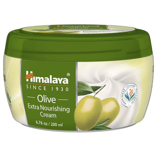 Himalaya Olive Extra Nourishing Cream, with Olive Oil, Almond Oil, Vitamin E & Rice Bran for Deep Nourishment and Body Moisture, 6.76 fl oz (200 ml)