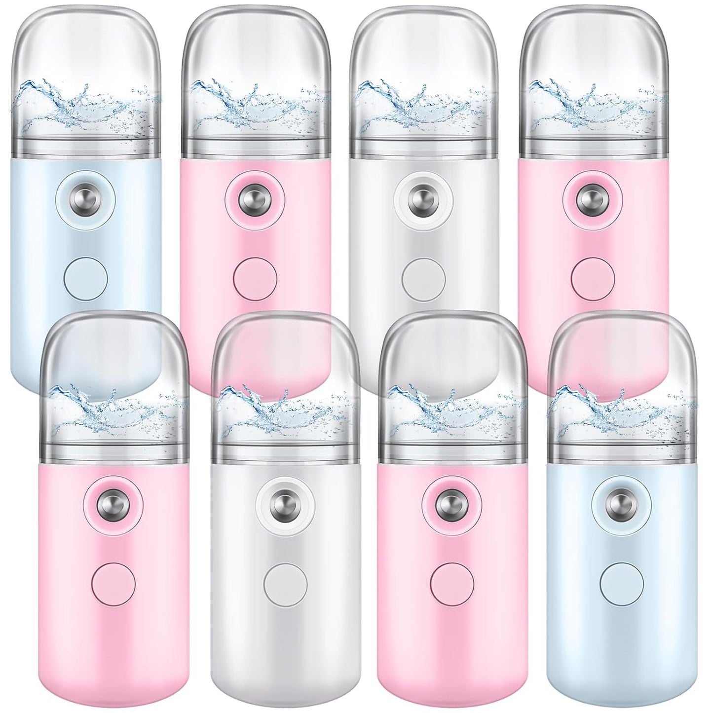 Mudder 8 Pieces Nano Sprayer Facial Mister Portable Mini Face Mist Atomization USB Rechargeable 30ml Face Steamer for Skin Care Eyelash Extensions Daily Makeup