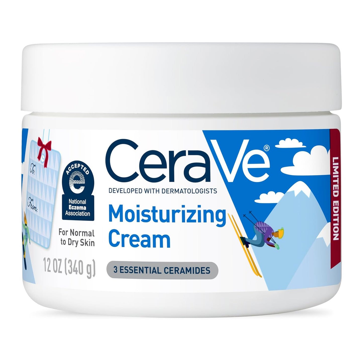 CeraVe Après Ski Moisturizing Cream, Body and Face Moisturizer for Dry Skin, Hyaluronic Acid and Ceramides, Daily Moisturizer, Oil-Free, Fragrance Free, Non-Comedogenic, Limited Edition, 12 Ounce