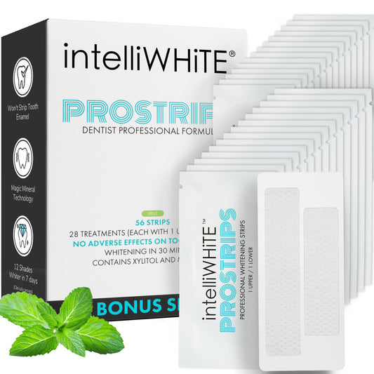 IntelliWHiTE ProStrips Teeth Whitening Strips, Whitens Up to 12 Shades, Enamel-Safe Gentle Remineralizing Formula, Dentist Formulated for Sensitive Teeth, (56pk Mint Flavor)