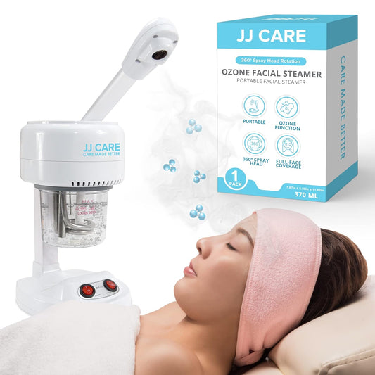 JJ CARE Ozone Facial Steamer Tabletop with Rotating Spray Head at 360 Degrees and Auto Shut Off Feature - Portable for Facial Deep Cleaning & Vaporizer