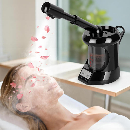 Facial Steamer Professional with More Steam for Deep Cleansing and Hydration, Face Steamer Featuring Extendable Arm, Steamer for Facial for Beauty, Spa and Home Use, Black