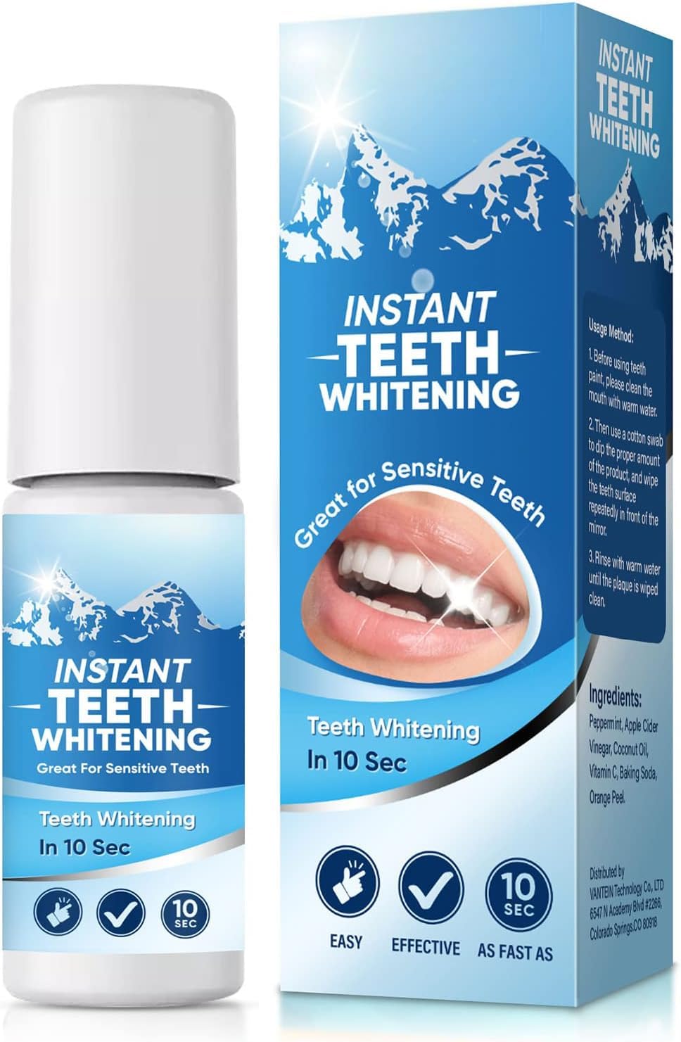 Tooth Paint, Teeth Whitening Paint, Instant White Tooth Paint, Tooth Polish Uptight White, Portable and Simple