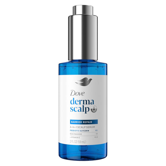 Dove Derma Scalp Dandruff Relief 3-in-1 Barrier Repair Serum 1 ct with Prebiotic Glycerin, Niacinamide and Vitamin E for Dandruff-Prone, Flaky, Dry Scalp 2 oz
