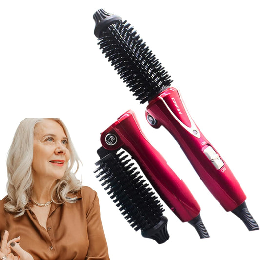 Mini Collaspe Hair Curler, Tangle-Free Curling Iron Brush and Volumizer, 1 inch Dual Voltage Travel-Friendly Tourmaline Ceramic Ionic Brush Styling Wand（Don't Blow Air