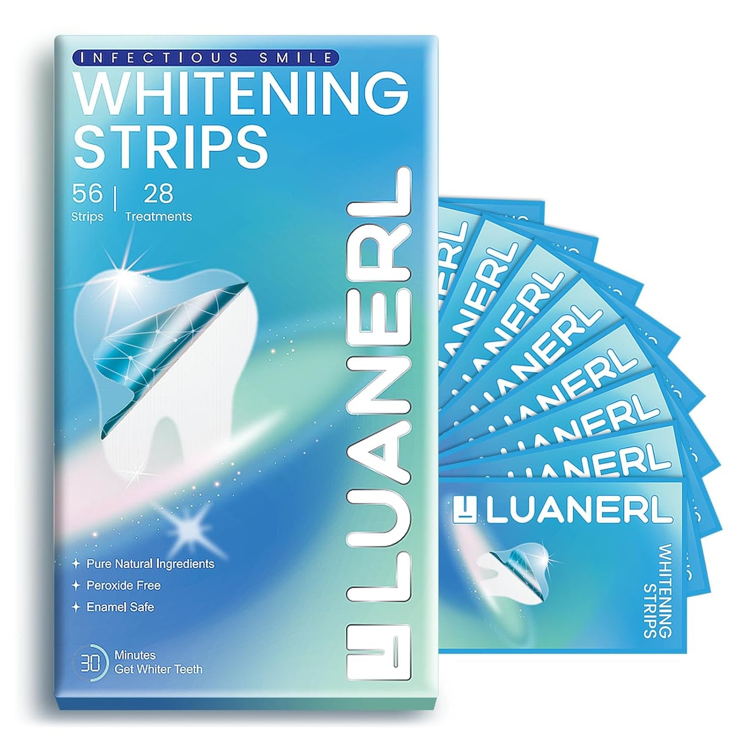 Teeth Whitening Strips 56 Strips - 28 Treatments,Peroxide & Sensitivity Free,Enamel Safe with Soothing Natural Ingredients for Deep Stains Removal