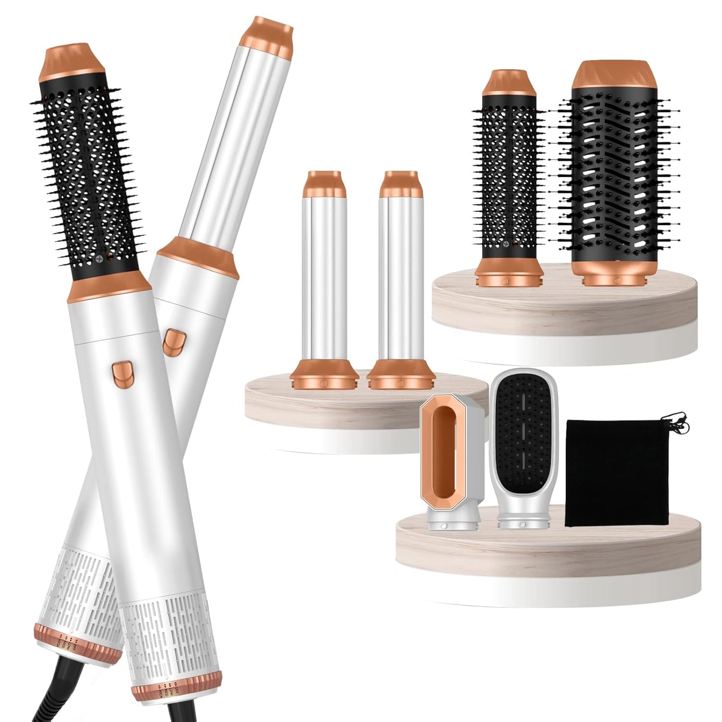 6 in 1 Hair Dryer Brush, Blow Dryer Brushies Ionic Hair Dryer, Oval Hot Air Brush, Hair Curler Straightener Magic Styler Autowrap Air Styler.