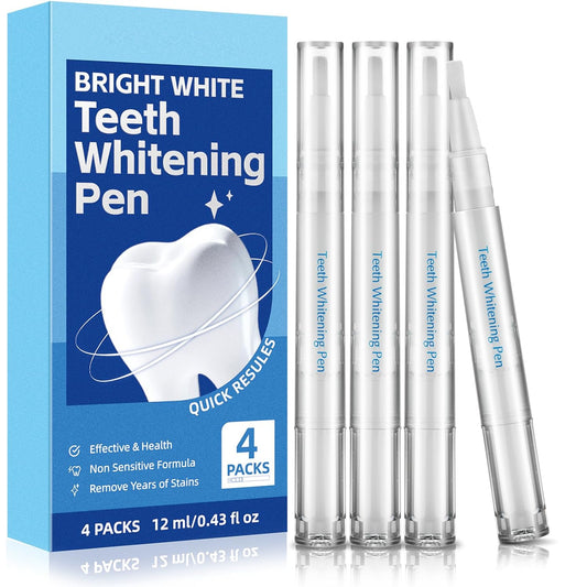 Teeth Whitening Pen - Effective Stain Removal Teeth Whitening Gel Kit, Pro No Sensitivity Teeth Whitener for Bright White, Travel-Friendly, Mint (0.11 Fl Oz (Pack of 4))