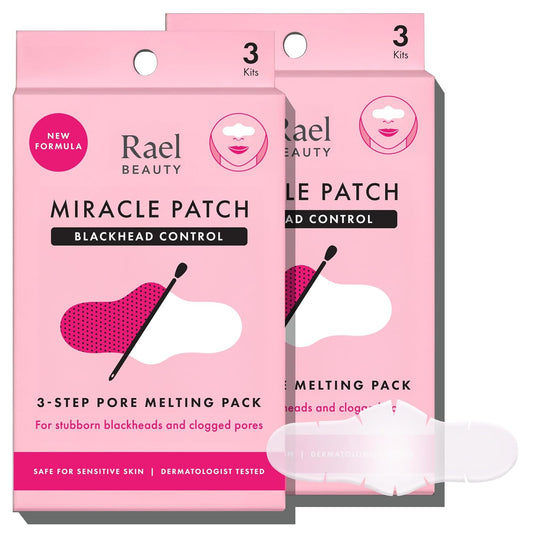 Rael Blackhead Remover, Miracle Patch Melting Pack, Nose Strips for Blackheads, Pore Cleansing and Soothing Sheets, 3 Step Kit, Sebum Removing Cotton Swabs