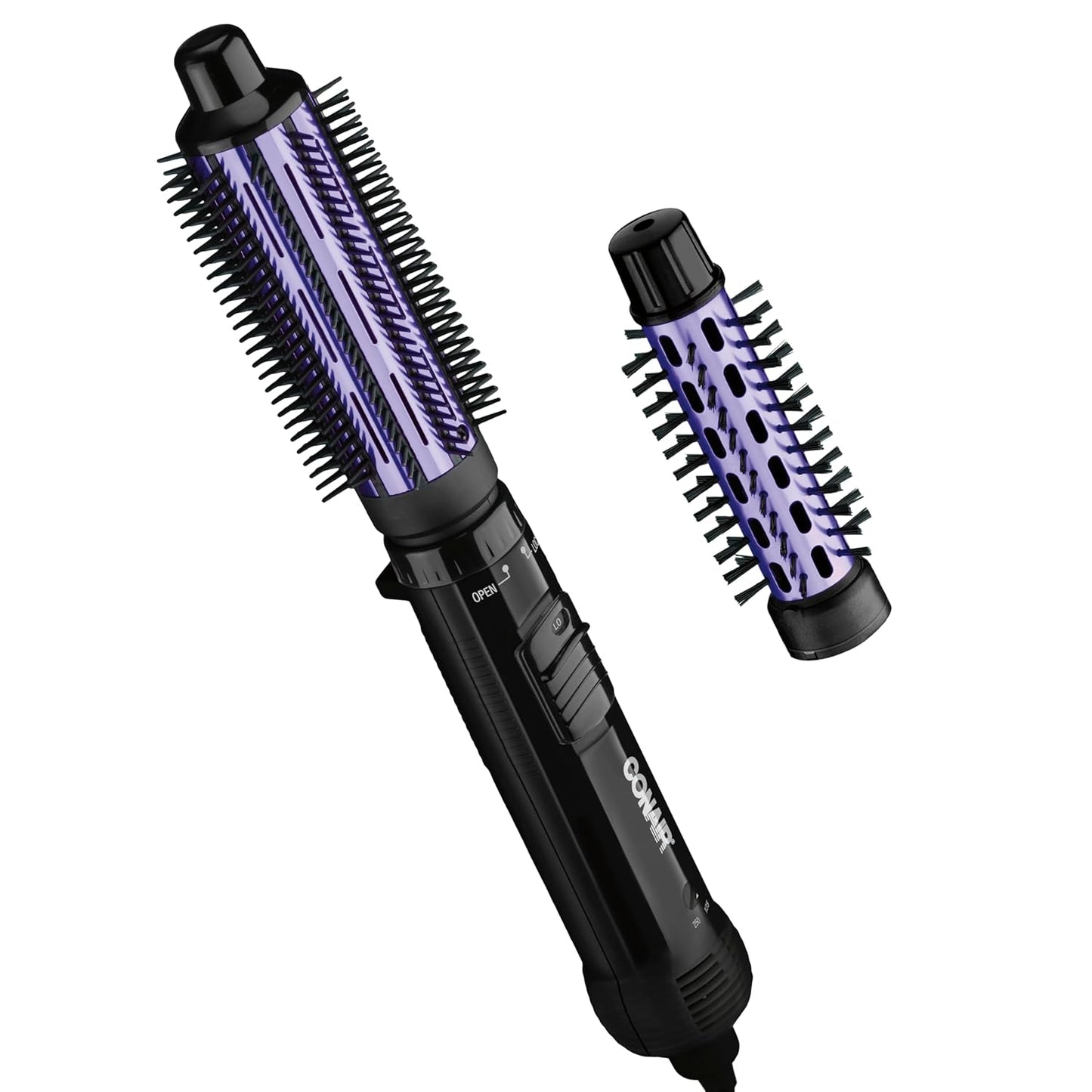 Conair 2-in-1 Hot Air Curling Combo, Includes 1.5-inch Curl Brush and 1-inch Aluminum Bristle Brush