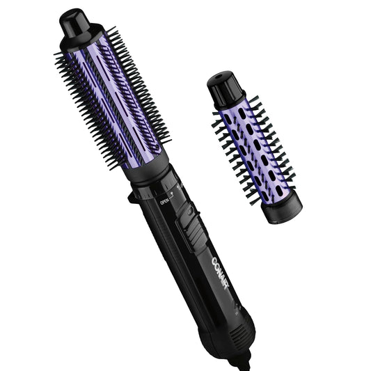 Conair 2-in-1 Hot Air Curling Combo, Includes 1.5-inch Curl Brush and 1-inch Aluminum Bristle Brush
