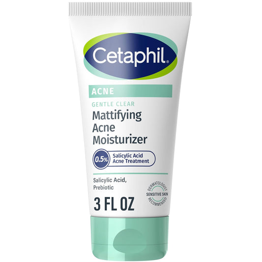 Cetaphil Face Moisturizer, Gentle Clear Mattifying Acne Moisturizer With 0.5% Salicylic Acid, Hydrates and Treats Sensitive Acne Prone Skin, Skin Care for Sensitive Skin, 3oz