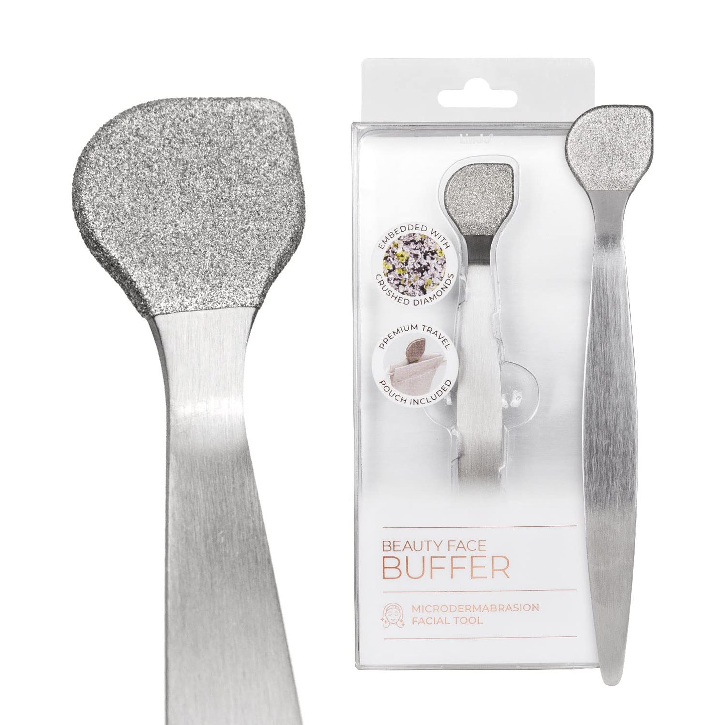 Lindo Beauty Buffer - Microdermabrasion Tool, Diamond Infused, Embedded Silicone Lip Scrubber, for Smooth Skin, Radiant Complexion, Travel Pouch Included (Beauty Buffer)