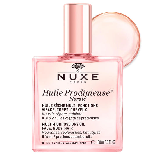 NUXE Huile Prodigieuse Floral - Organic All-in-One Oil for Body, Face & Hair. Radiant Looking Glow and Skin Hydration