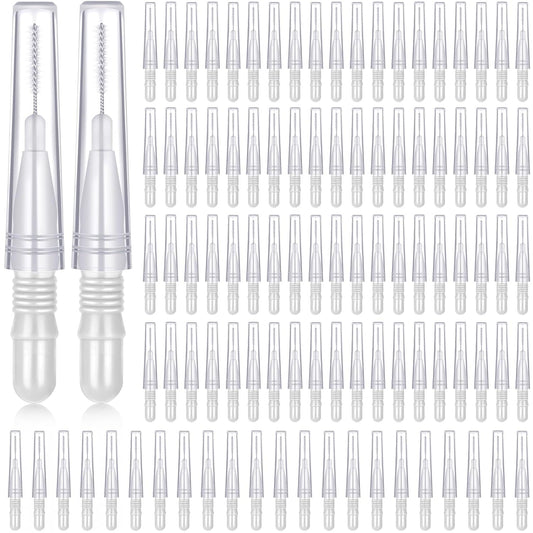 BBTO 100 Pcs Braces Dental Brush Flosser for Cleaner Interdental Brush Toothpick Tooth Flossing Head Oral Dental Toothpick Cleaners Cleaning Tool(White)