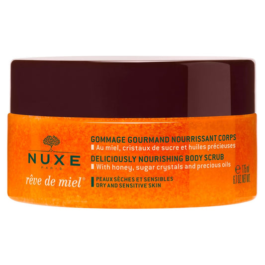 NUXE Rêve de Miel Nourishing Skin Exfoliator Body Scrub With Honey Sugar Crystals and Shea Butter for Dry, Sensitive Skin, 6.7 Fl Oz