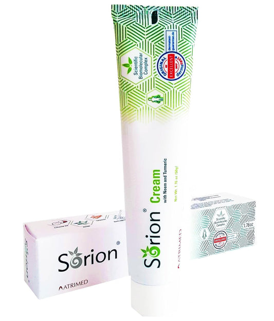 Sorion Cream - Herbal Moisturizer for Dry Skin, Itchy and Flaky Skin with Coconut Oil, Neem, Turmeric and Pala Indigo Skincare Body Cream