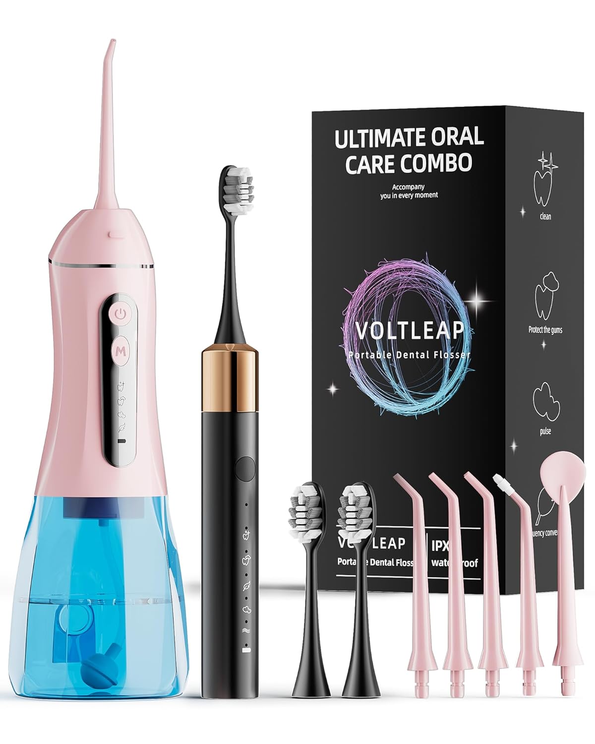 Electric Toothbrush Water Flosser Adults, Sonic Electric Toothbrush and Electric Floss for Adults and Kids, Water Dental Picks, Cleaning and Flossing Dental Care, Waterproof