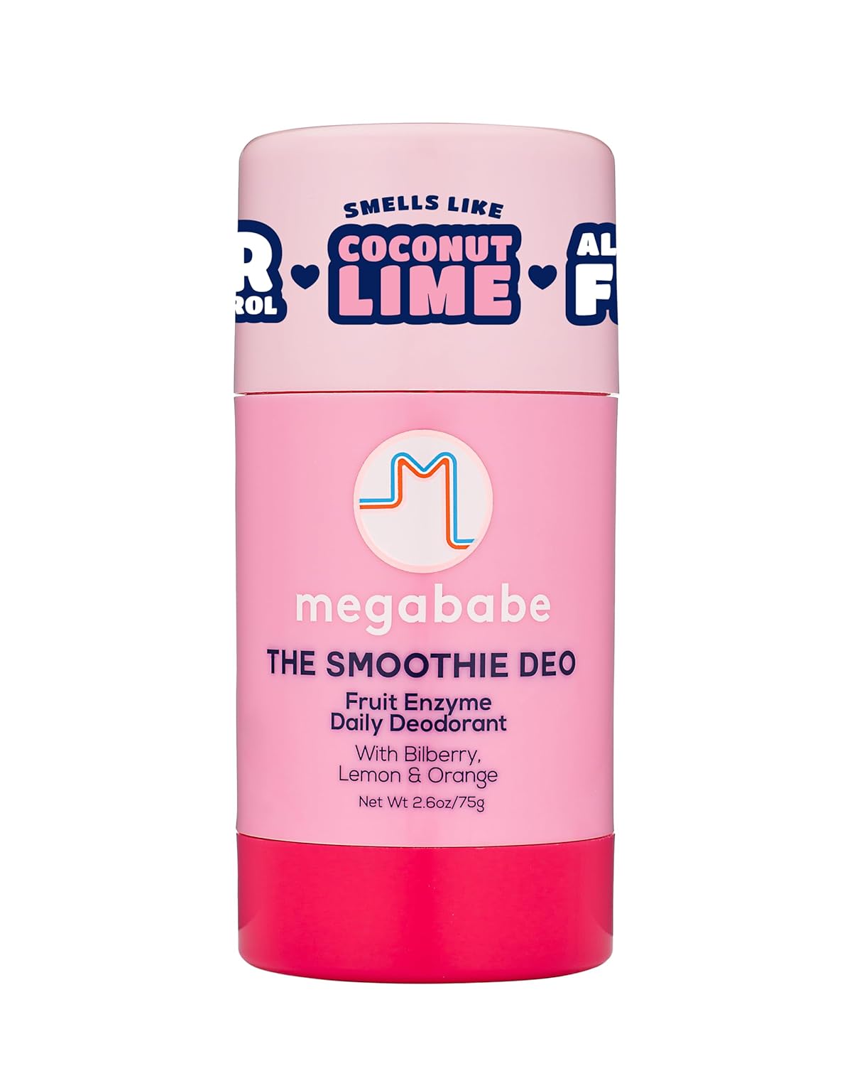Megababe Daily Deodorant -The Smoothie Deo with 72 hour Odor Protection | Coconut & Fruit Enzymes | Aluminum-Free, All Natural | 2.6 oz