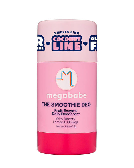 Megababe Daily Deodorant -The Smoothie Deo with 72 hour Odor Protection | Coconut & Fruit Enzymes | Aluminum-Free, All Natural | 2.6 oz