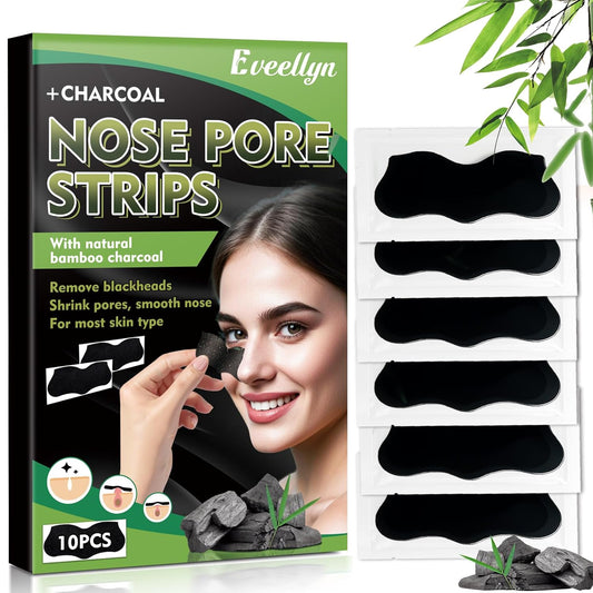 Blackhead Remover Strips, 10 Pcs Charcoal Pore Strips, Deep Cleansing Blackhead Strip for All Skin Type, Nose Strip Blackhead Remover, Keep Skin Clear and Tighten Pores