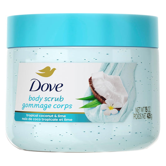 Dove Moisturizing Body Scrub Tropical Coconut For Exfoliated & Hydrated skin 15 oz