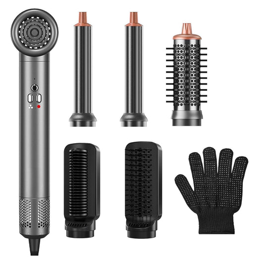 Air Styler Hair Dryer Brush - 6 in 1 Hair Styler Ionic Auto Wrap Hot Air Curler Blow Dryer Brush, 38m/s High Speed Blowout Airflow Hair Dryer Multi Styler Fast Drying Styling for Curly/Straight Hair