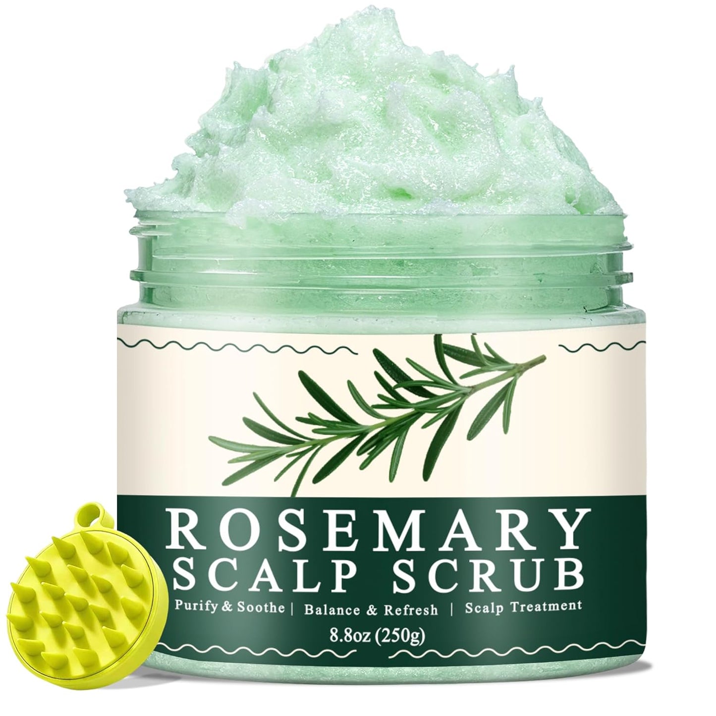 Scalp Scrub,Scalp Exfoliator with Rosemary & Mint,Hair Treatment for Itchy Scalp, Dandruff & Buildup Removal, Clarifying Scrub Shampoo with Scalp Massager for Detox & Nourishment/8.8oz