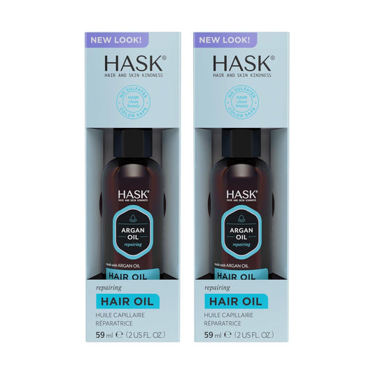 HASK ARGAN Repairing Hair Oil for shine and frizz control for all hair types, color safe, gluten free, sulfate free, paraben free - 2 Hair Oils