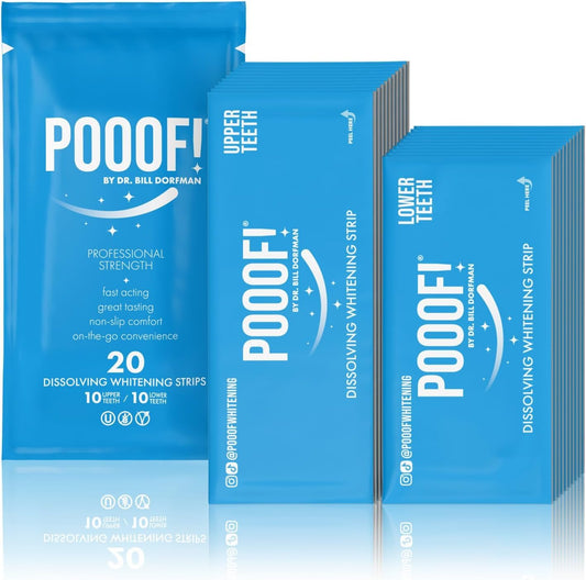 POOOF! by Dr. Bill Dorfman - Dissolving Teeth Whitening Strips, 12% Hydrogen Peroxide for Professional Teeth Whitening, New Improved Formula, Zero Sensitivity Formula, Fresh Mint (10-Day Treatment)