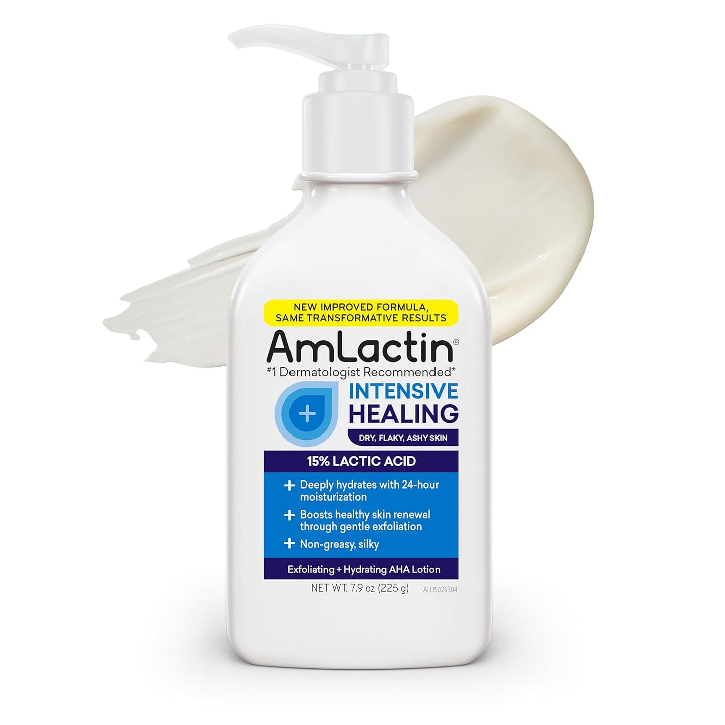 AmLactin Intensive Healing Body Lotion - Therapeutic Lotion for Extremely Dry Skin - No-Scrub Exfoliator and Moisturizer with 15% Lactic Acid AHA and Ceramides, 7.9 oz (Packaging May Vary)