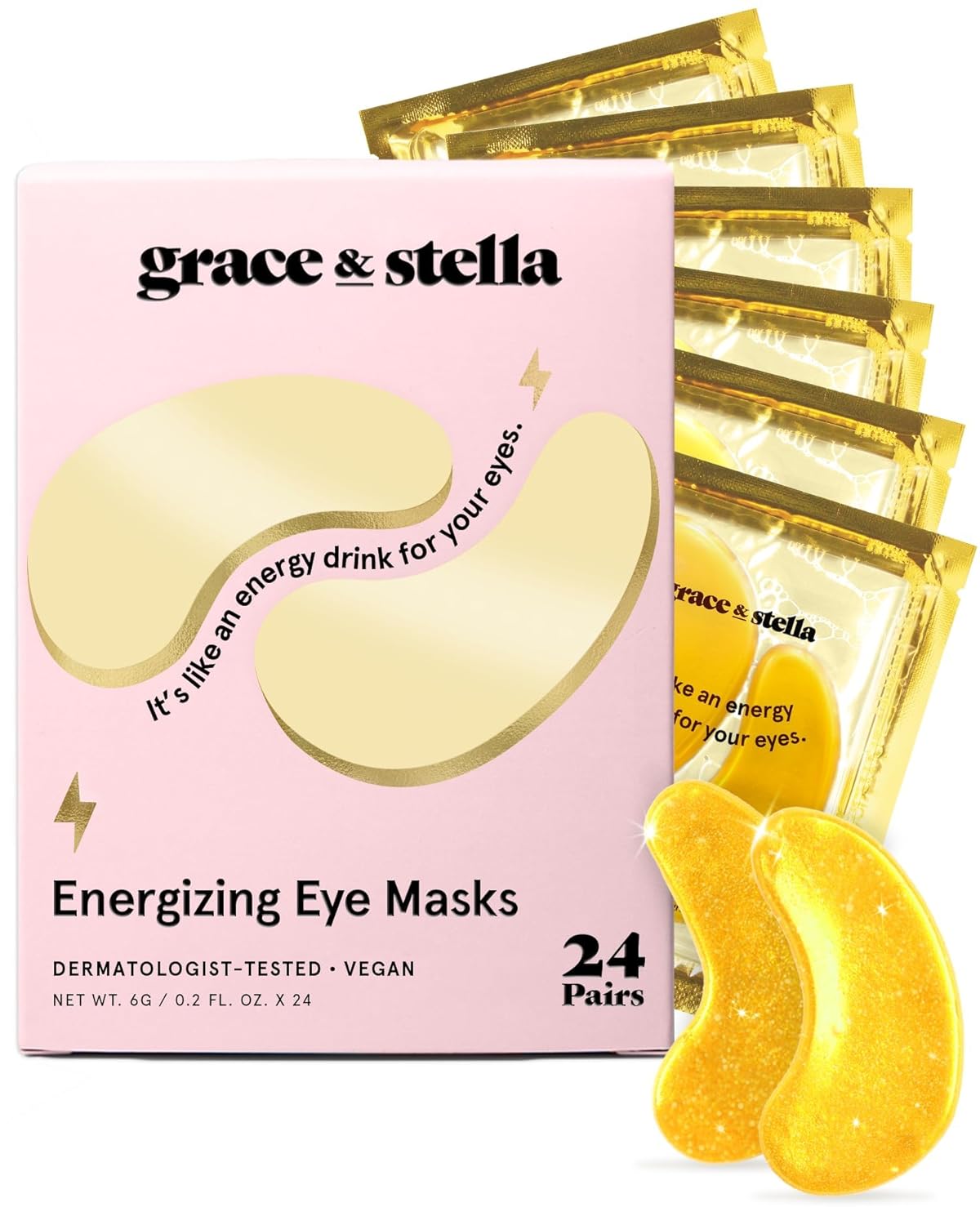 grace & stella Award Winning Under Eye Mask - Valentines Day Gifts for Mom, Gel Eye Patches for Dark Circles, Puffy Eyes, Undereye Bags - Vegan - Self Care Gifts for Women (24 Pairs, Gold)