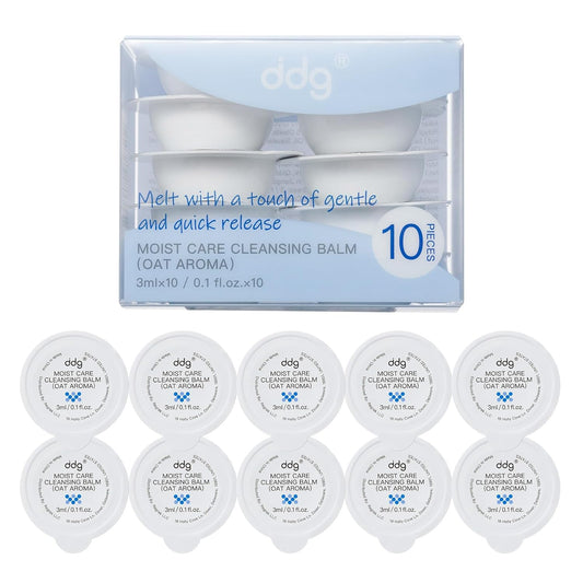 ddg Travel Size Cleansing Balm Makeup Remover for Sensitive Skin,Waterproof Makeup Removal,Travel-Friendly Facial Cleanser,Vegan Hydrating Formula,Individually Wrapped,10 Packs
