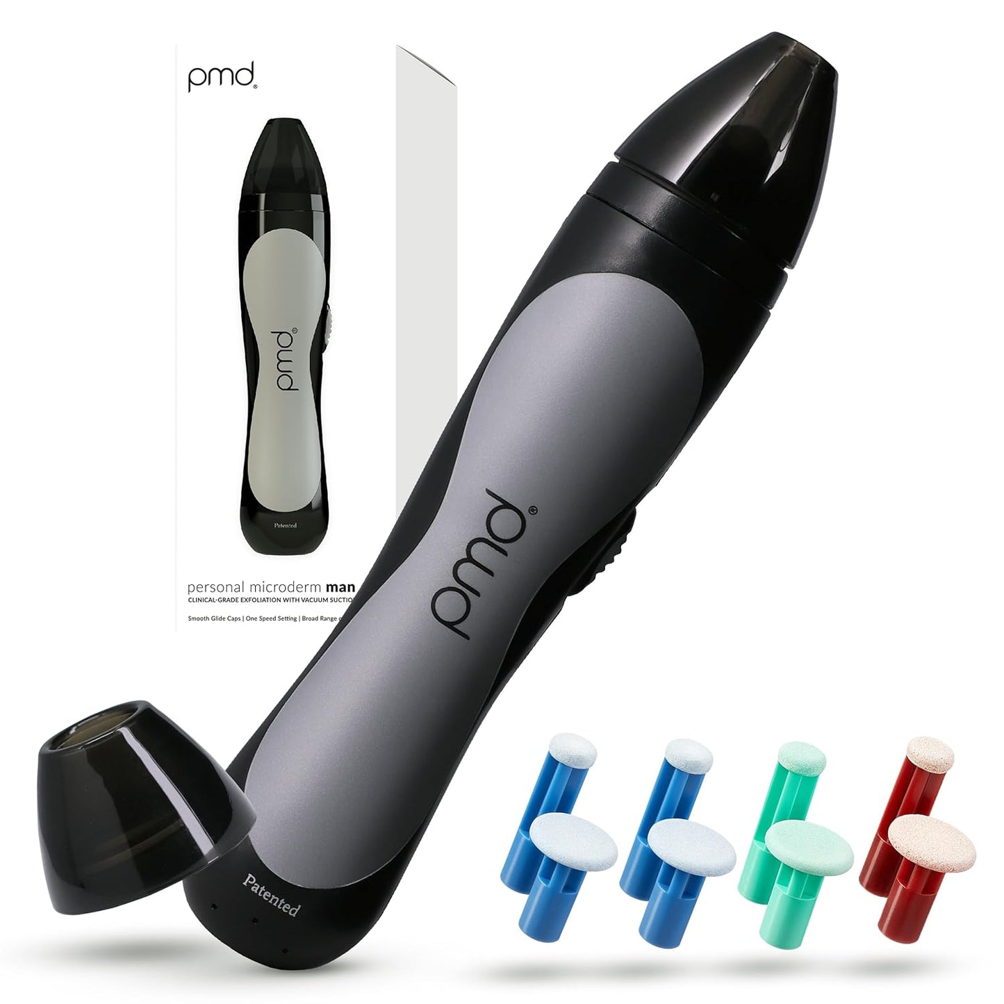 PMD Beauty Personal Microderm Man - At-Home Microdermabrasion Machine with Kit for Face & Body - Exfoliating Crystals and Vacuum Suction for Bold and Striking Skin