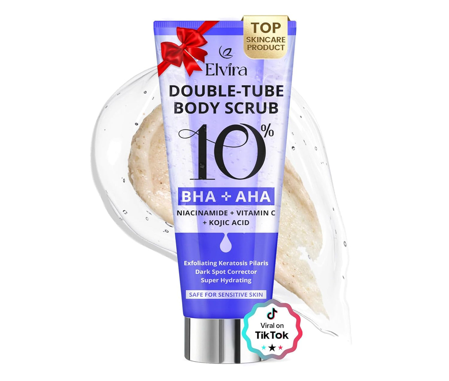 Elvira KP Bump Eraser Foot & Body Scrub, Exfoliating Scrub for Keratosis Pilaris, Smooth Skin with 10% AHA BHA & Niacinamide, Deep Moisturizing Cleanser for All Skin Types, Exfoliante para el Cuerpo