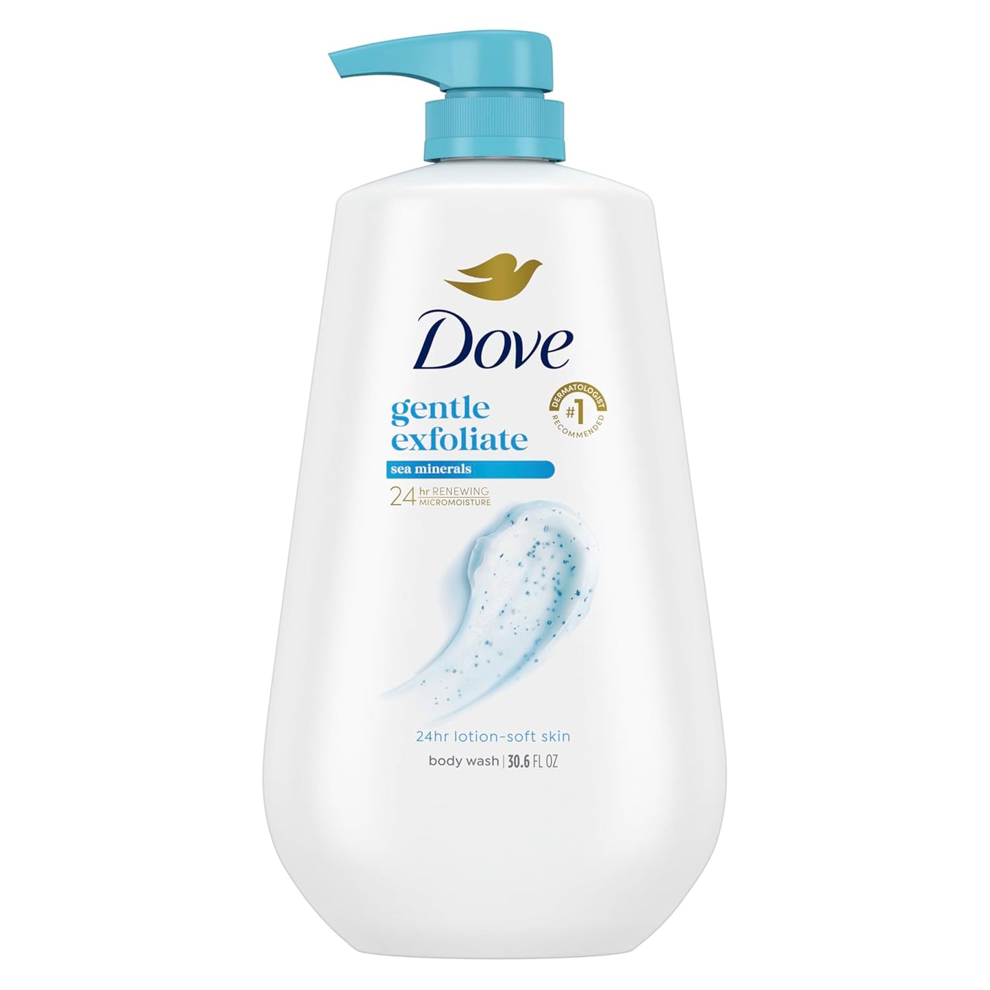 Dove Body Wash with Pump Gentle Exfoliate with Sea Minerals For 24hr Lotion-Soft Skin Moisturizing Skin Cleanser with No Sulfates No Parabens 30.6 oz