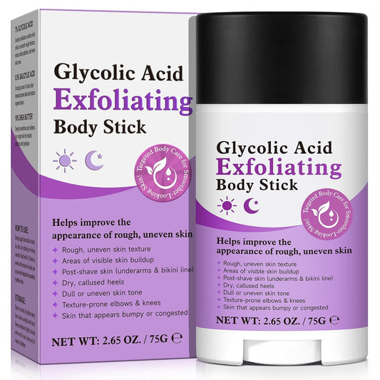 Glycolic Acid Exfoliating Body Stick 75g, Rich in Glycolic Acid, Salicylic Acid & Shea Butter, Smooths Dry & Rough Skin, Gentle Exfoliation, Helps Hydrate, Helps Skin Feel Smoother & More Supple