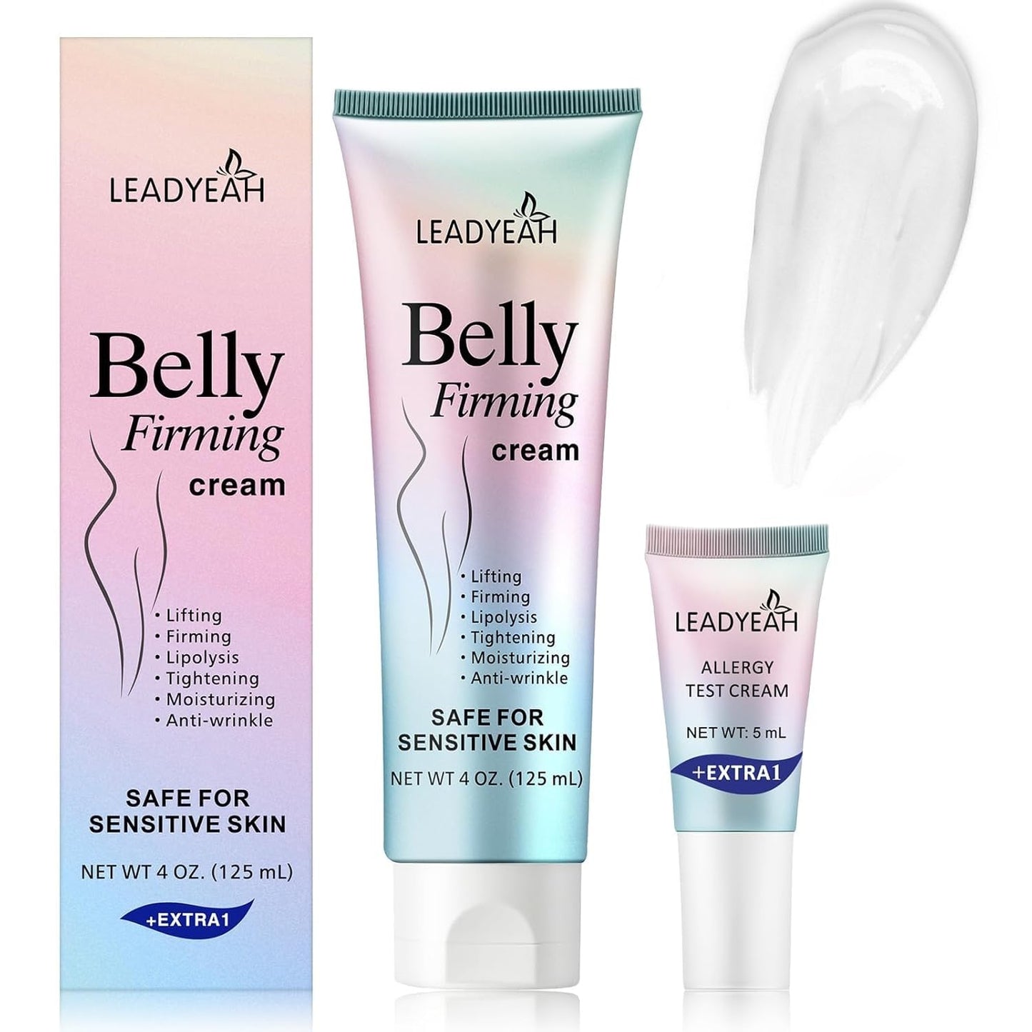 B Flat Belly Firming Cream - Moisturizing, Firming for Stomach, Thighs and Butt, Body Lotion for Women and Men, 125 ML