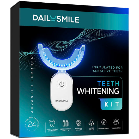 Teeth Whitening Kit with LED - Formulated for Sensitive Teeth, Hands-Free, Waterproof LED Light and 4 Gel Pens, Instant Results