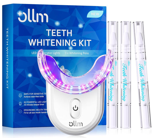 Teeth Whitening Kit for Sensitive Tooth: Professional Whitening Gel Pens Strips Dental kit, 32X LED Light White Personal Care Products, 35% Carbamide Peroxide Whitener, Beauty Tools for Home