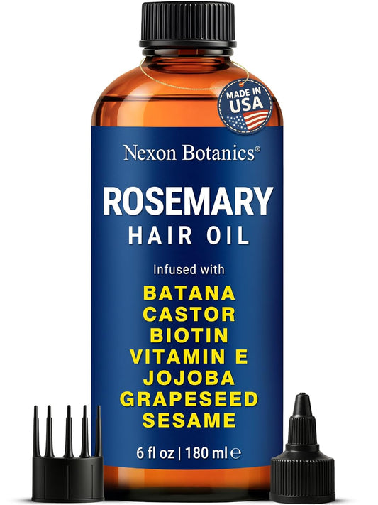 Rosemary Oil for Hair Growth 6 fl oz - Nourishing Blend for Frizz Control, Scalp Refresh & Stronger Hair - Aceite de Romero Para el Cabello - Nexon Botanics