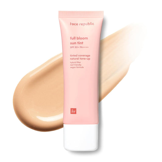 Face Republic Full Bloom Sun Tint 50ml 1.69 fl oz | SPF50+ PA++++ | Tinted Sunscreen | Hybrid Filter, UV Protection, Wrinkle Care | Reef Safe | Vegan Korean Skin Care